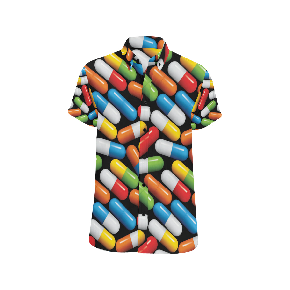Pill Pattern Print Design A02 Men's Short Sleeve Button Up Shirt