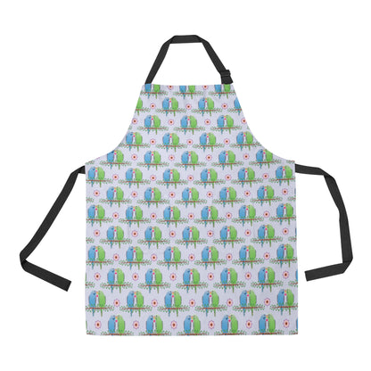 Budgerigar Pattern Print Design 05 Apron with Pocket