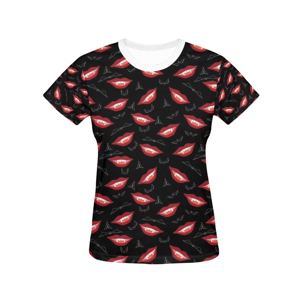 Vampire Lips Print Design LKS301 Women's  T-shirt