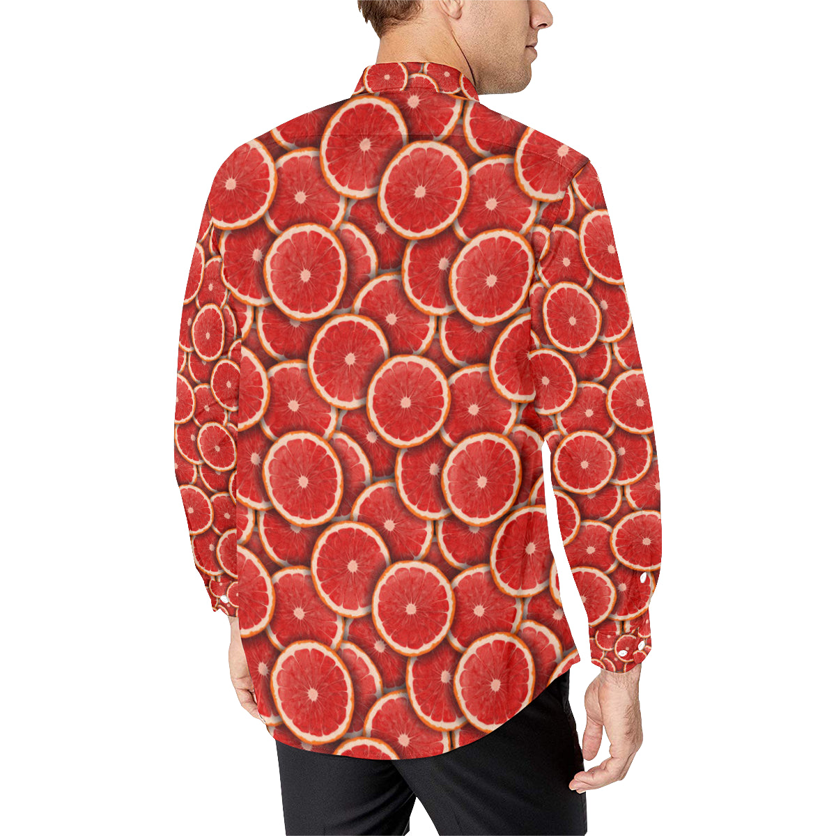 Grapefruit Pattern Print Design GF05 Men's Long Sleeve Shirt