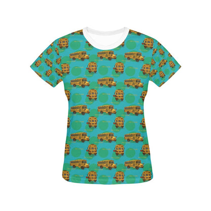 School Bus Print Design LKS308 Women's  T-shirt