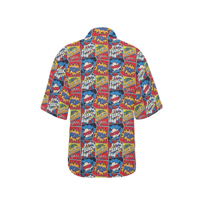 Comic Book Pattern Print Design 03 Women's Hawaiian Shirt