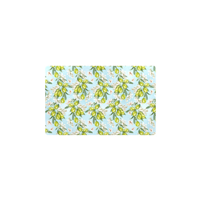 Elegant Olive Floral Print Kitchen Mat