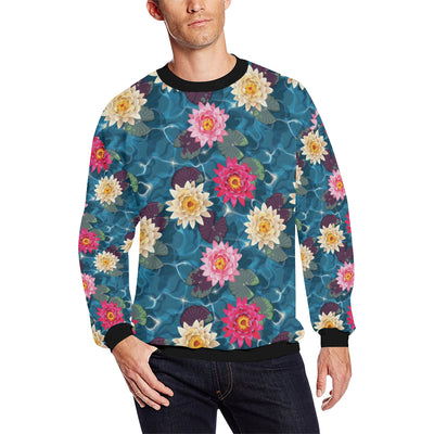 Water Lily Pattern Print Design WL05 Men Long Sleeve Sweatshirt