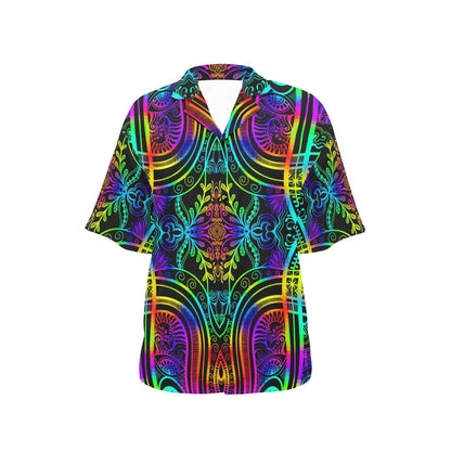 Neon Trible Rainbow Pattern Print Design A01 Women's Hawaiian Shirt