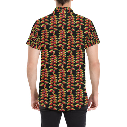Heliconia Pattern Print Design HL05 Men's Short Sleeve Button Up Shirt