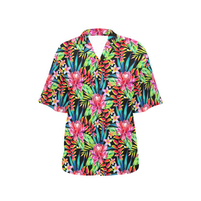 Heliconia Pattern Print Design HL02 Women's Hawaiian Shirt