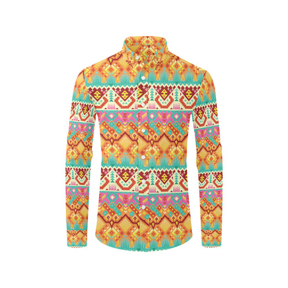 Aztec Pattern Print Design 03 Men's Long Sleeve Shirt