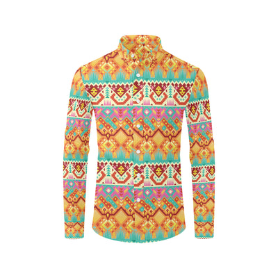 Aztec Pattern Print Design 03 Men's Long Sleeve Shirt