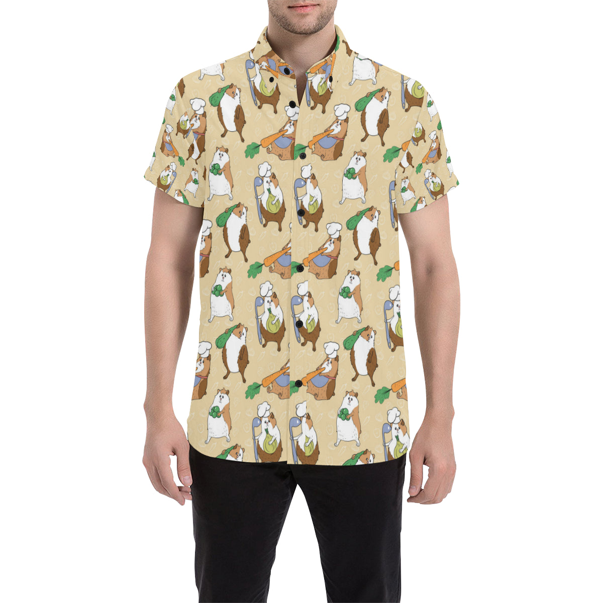 Guinea Pig Pattern Print Design 03 Men's Short Sleeve Button Up Shirt
