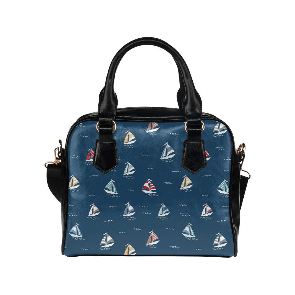 Sailing Ships Pattern Print Design A02 Shoulder Handbag