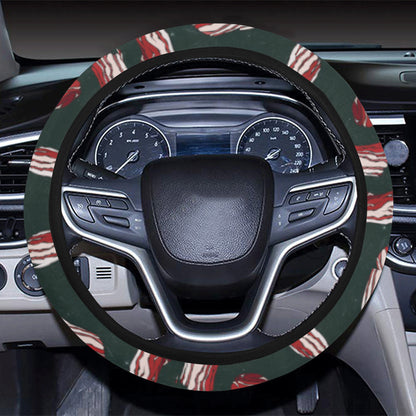 Bacon Pattern Print Design 02 Steering Wheel Cover with Elastic Edge