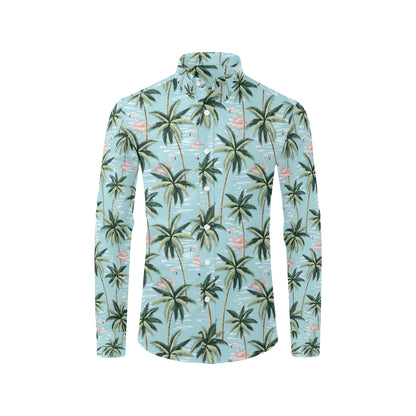 Palm Tree Pattern Print Design PT05 Men's Long Sleeve Shirt
