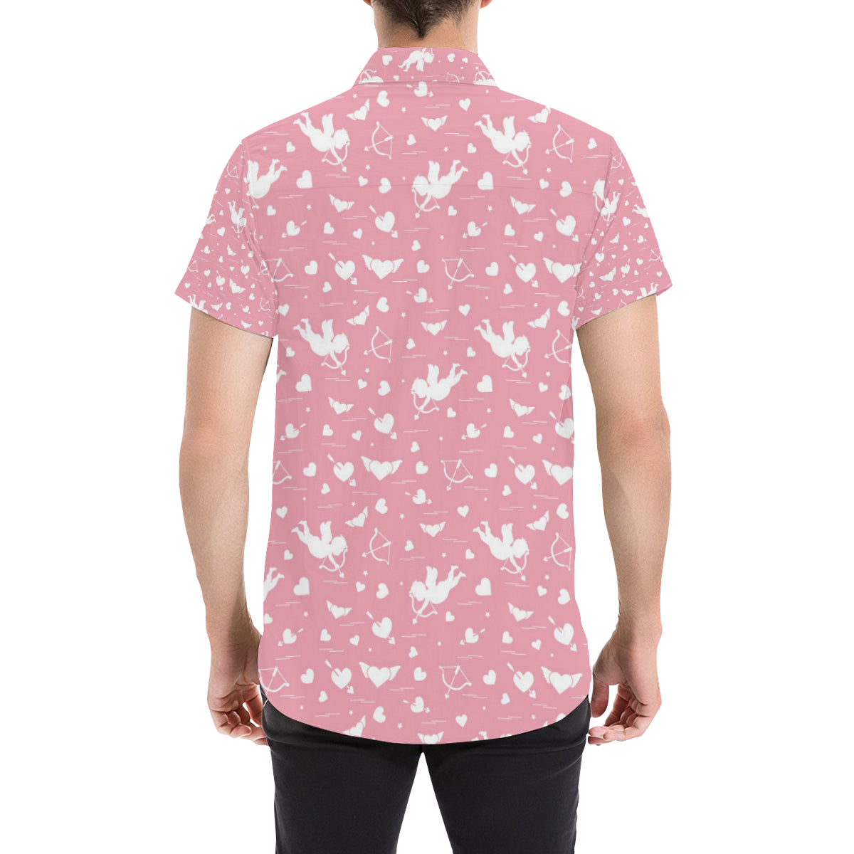 Cupid Pattern Print Design 03 Men's Short Sleeve Button Up Shirt