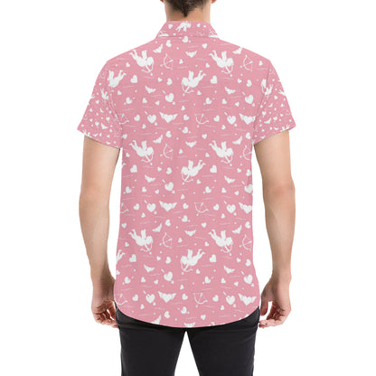 Cupid Pattern Print Design 03 Men's Short Sleeve Button Up Shirt