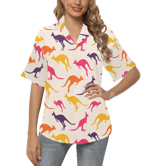 Kangaroos Pattern Print Design 01 Women's Hawaiian Shirt