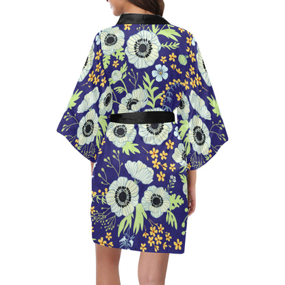 Anemone Pattern Print Design AM06 Women Kimono Robe
