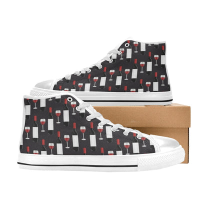 Wine Print Design LKS309 High Top Women's White Shoes