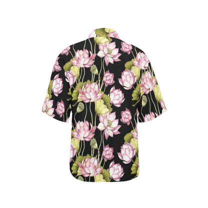 Water Lily Pattern Print Design WL06 Women's Hawaiian Shirt