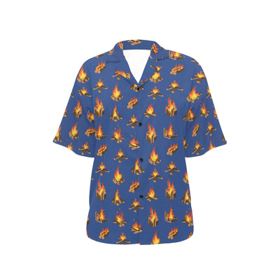 Campfire Pattern Print Design 03 Women's Hawaiian Shirt