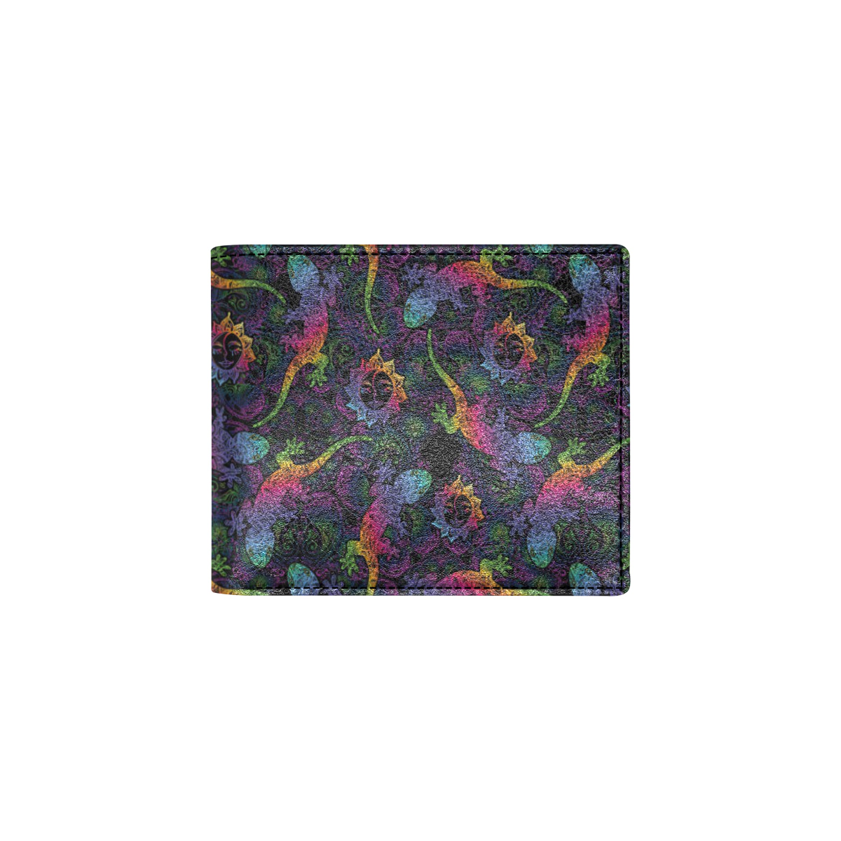 Gecko Rainbow Pattern Print Design 03 Men's ID Card Wallet