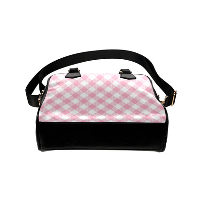 Gingham Pink Pattern Print Design 02 Shoulder Handbag