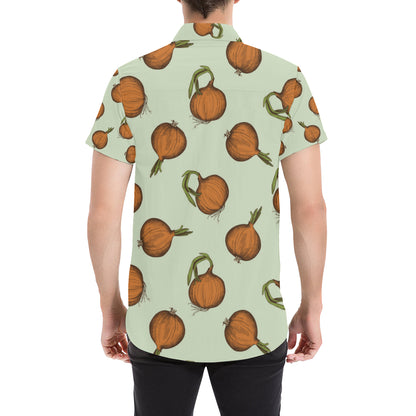 Onion Pattern Print Design A05 Men's Short Sleeve Button Up Shirt