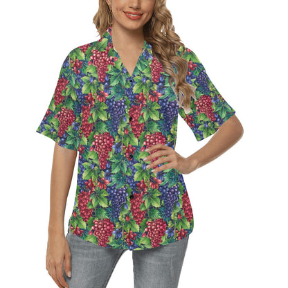 Grape Pattern Print Design GP02 Women's Hawaiian Shirt