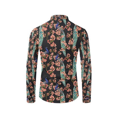Peacock Pattern Print Design A01 Men's Long Sleeve Shirt