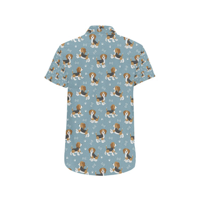 Beagle Pattern Print Design 02 Men's Short Sleeve Button Up Shirt