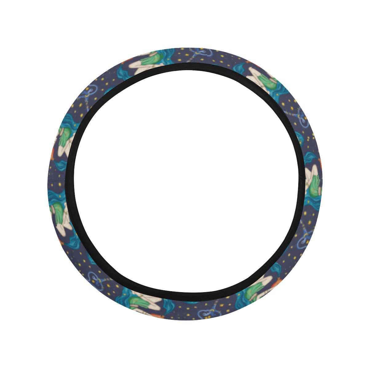 Aquarius Zodiac Pattern Print Design 03 Steering Wheel Cover with Elastic Edge