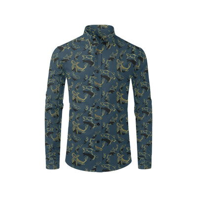 Koi Carp Gold Design Themed Print Men's Long Sleeve Shirt