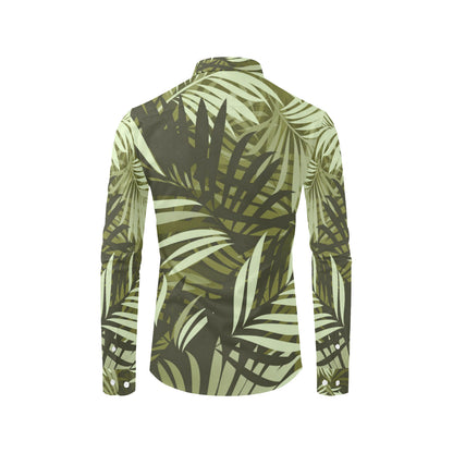 Palm Leaves Pattern Print Design PL05 Men's Long Sleeve Shirt