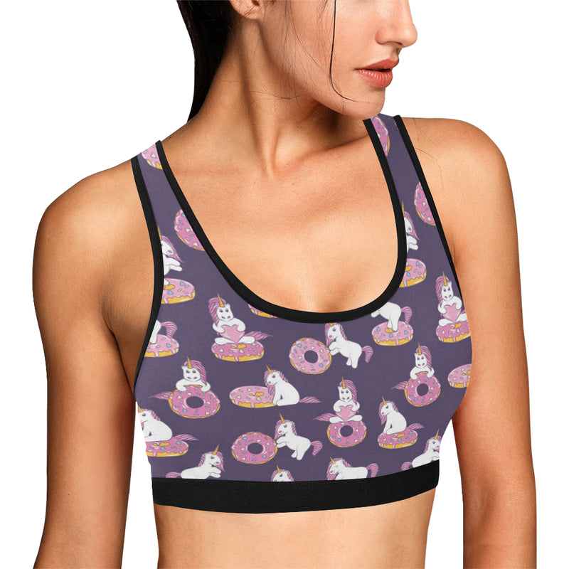 Donut Unicorn Pattern Print Design DN011 Sports Bra