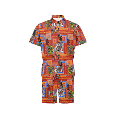 African Print Pattern Men's Romper