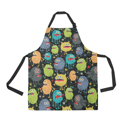 Monster Pattern Print Design 01 Apron with Pocket