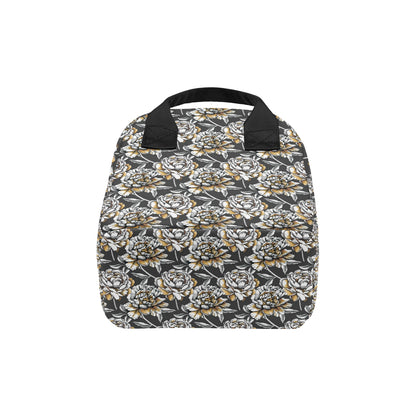 Peony Pattern Print Design PE06 Insulated Lunch Bag