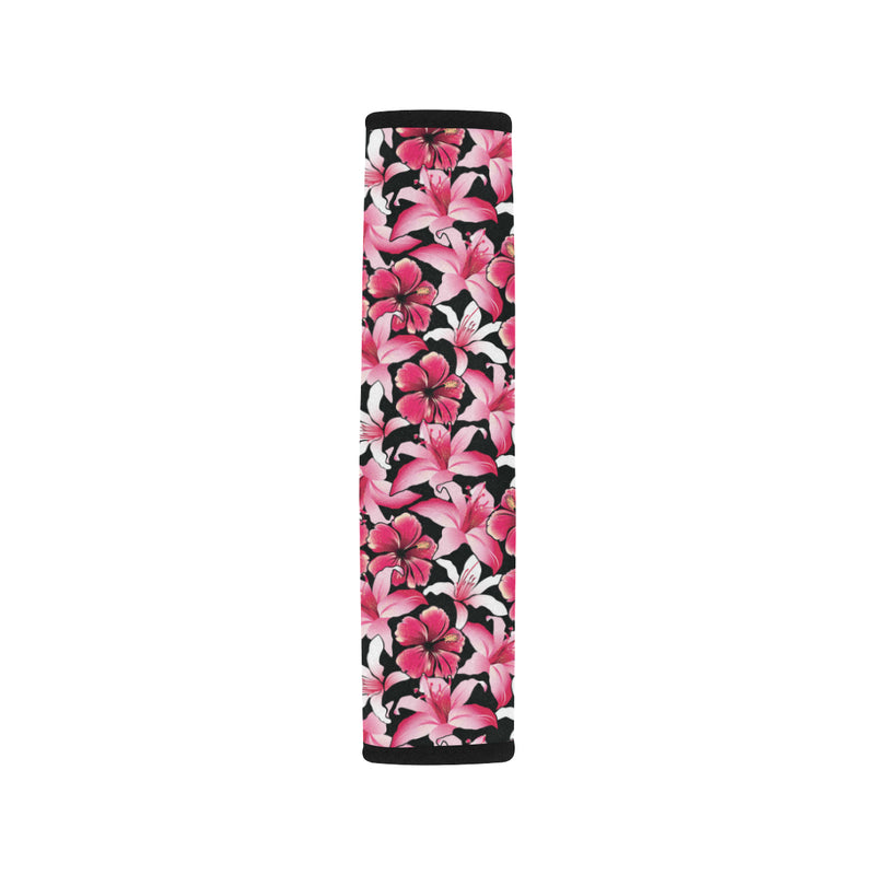 Flower Hawaiian Pink Red  Hibiscus Print Car Seat Belt Cover