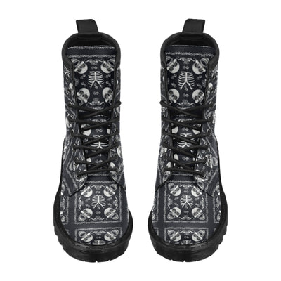 Bandana Skull Black White Print Design LKS306 Women's Boots