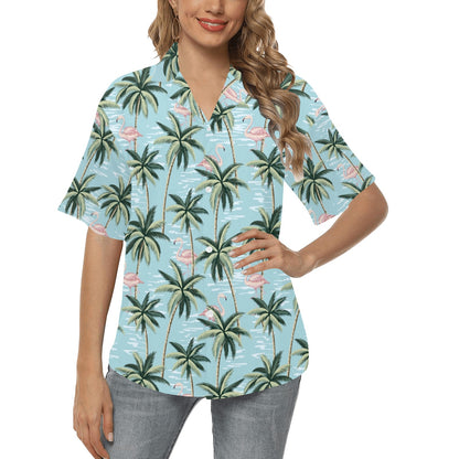 Palm Tree Pattern Print Design PT05 Women's Hawaiian Shirt