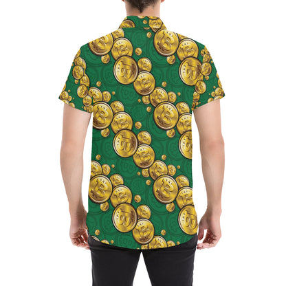 Bitcoin Pattern Print Design DO02 Men's Short Sleeve Button Up Shirt