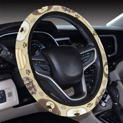 Bear PatchworkPattern Print Design 01 Steering Wheel Cover with Elastic Edge