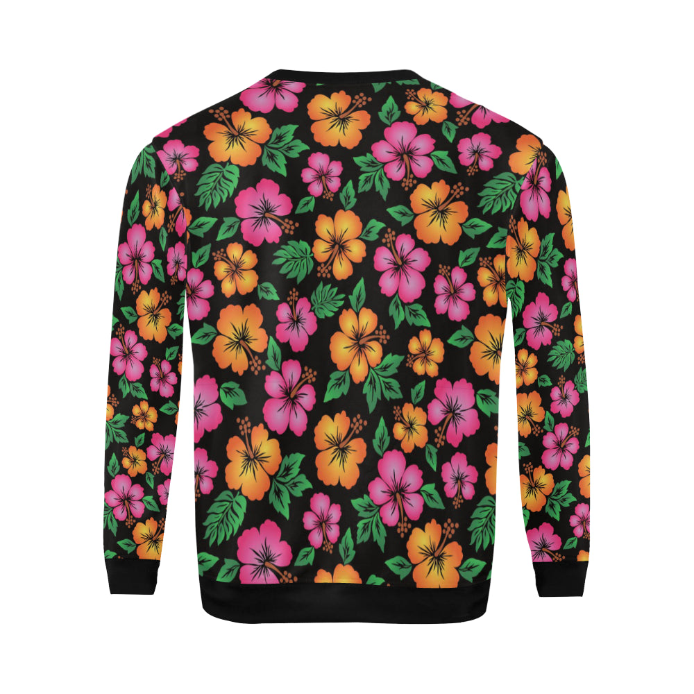 Hibiscus Pattern Print Design HB029 Men Long Sleeve Sweatshirt