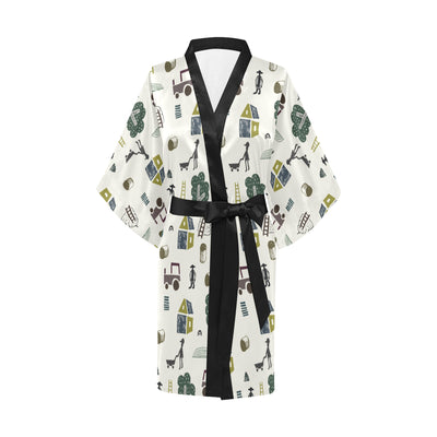 Agricultural Farm Print Design 01 Women's Short Kimono