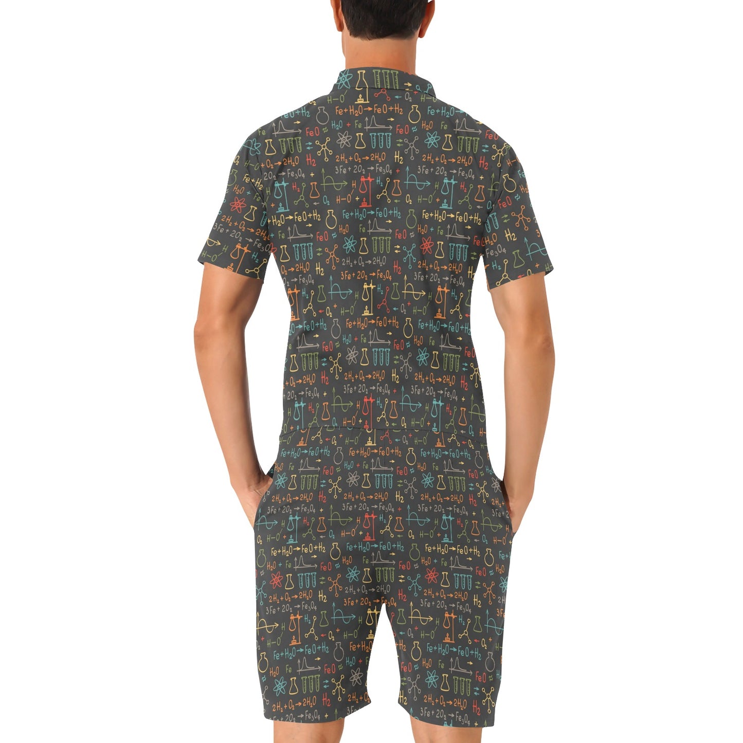 Chemical Pattern Print Design 03 Men's Romper