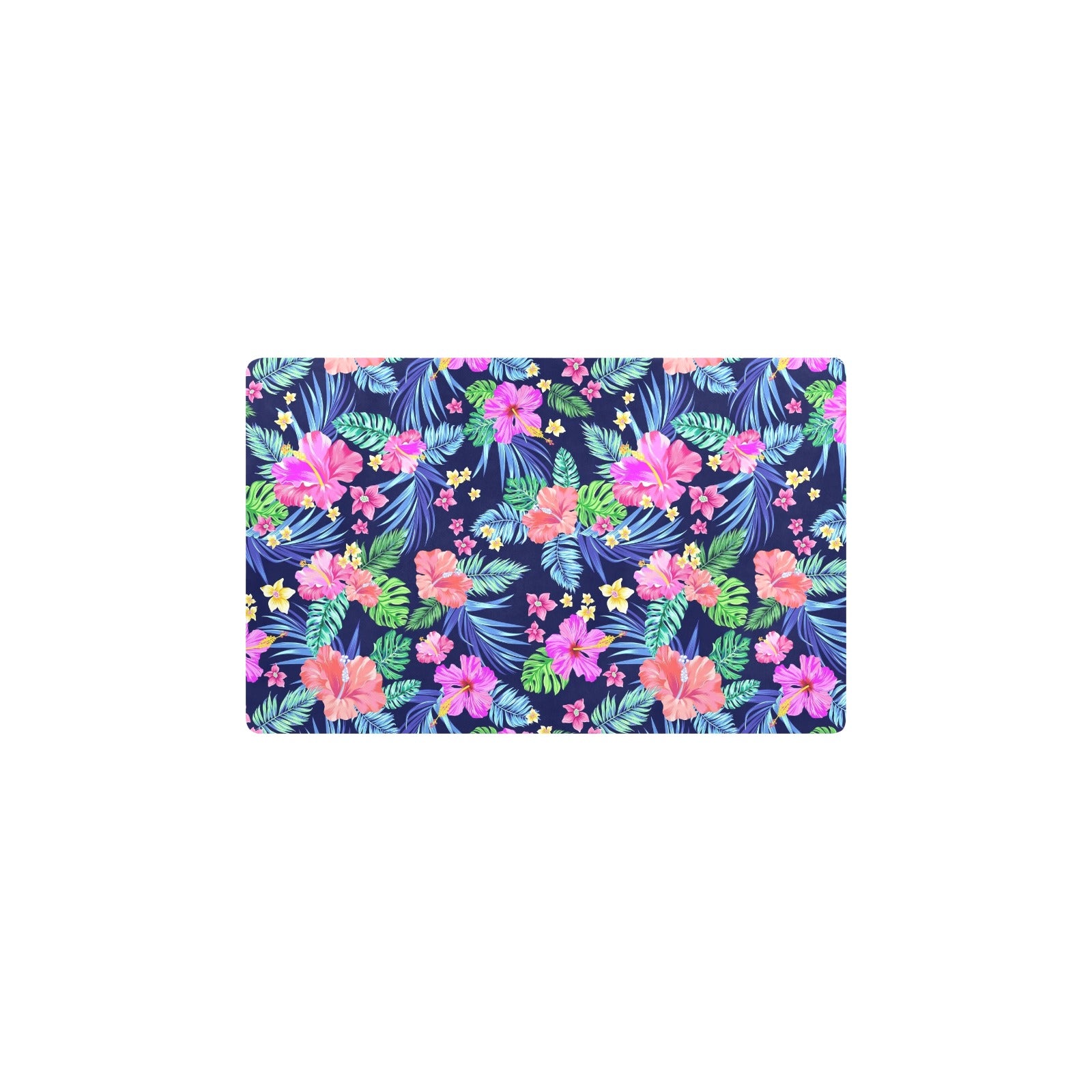 Neon Hibiscus Pattern Print Design HB016 Kitchen Mat