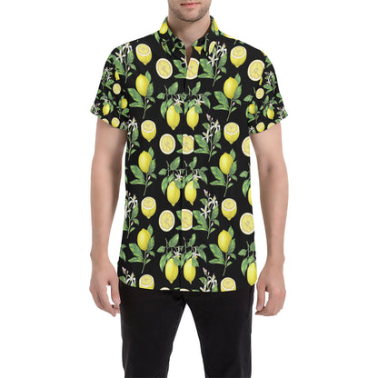 Lemon Pattern Print Design LM02 Men's Short Sleeve Button Up Shirt