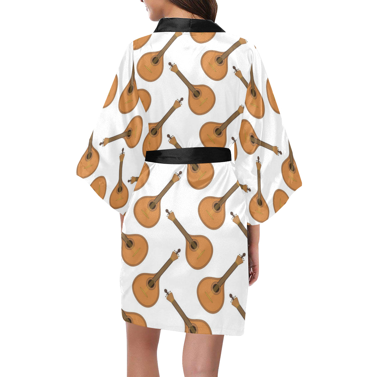 Mandolin Pattern Print Design 01 Women's Short Kimono
