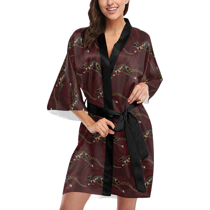 Kangaroos Pattern Print Design 05 Women's Short Kimono