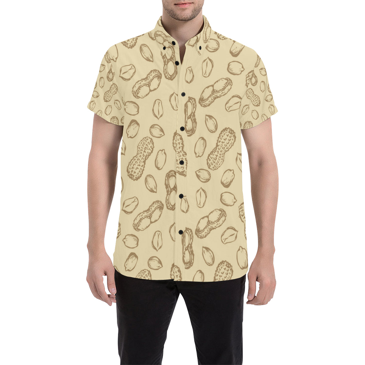 Peanut Pattern Print Design A02 Men's Short Sleeve Button Up Shirt